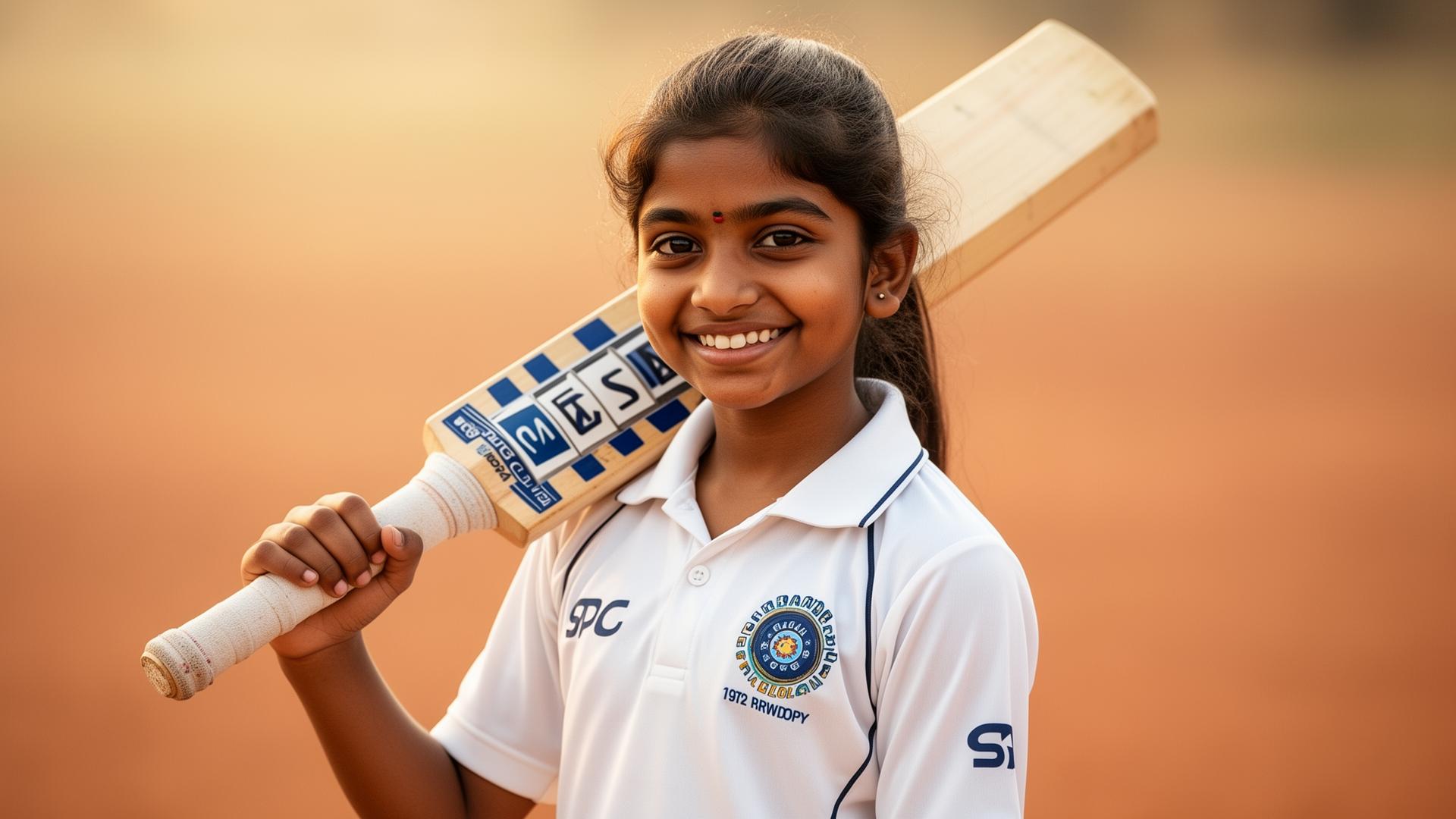 Young girl cricketer with bat