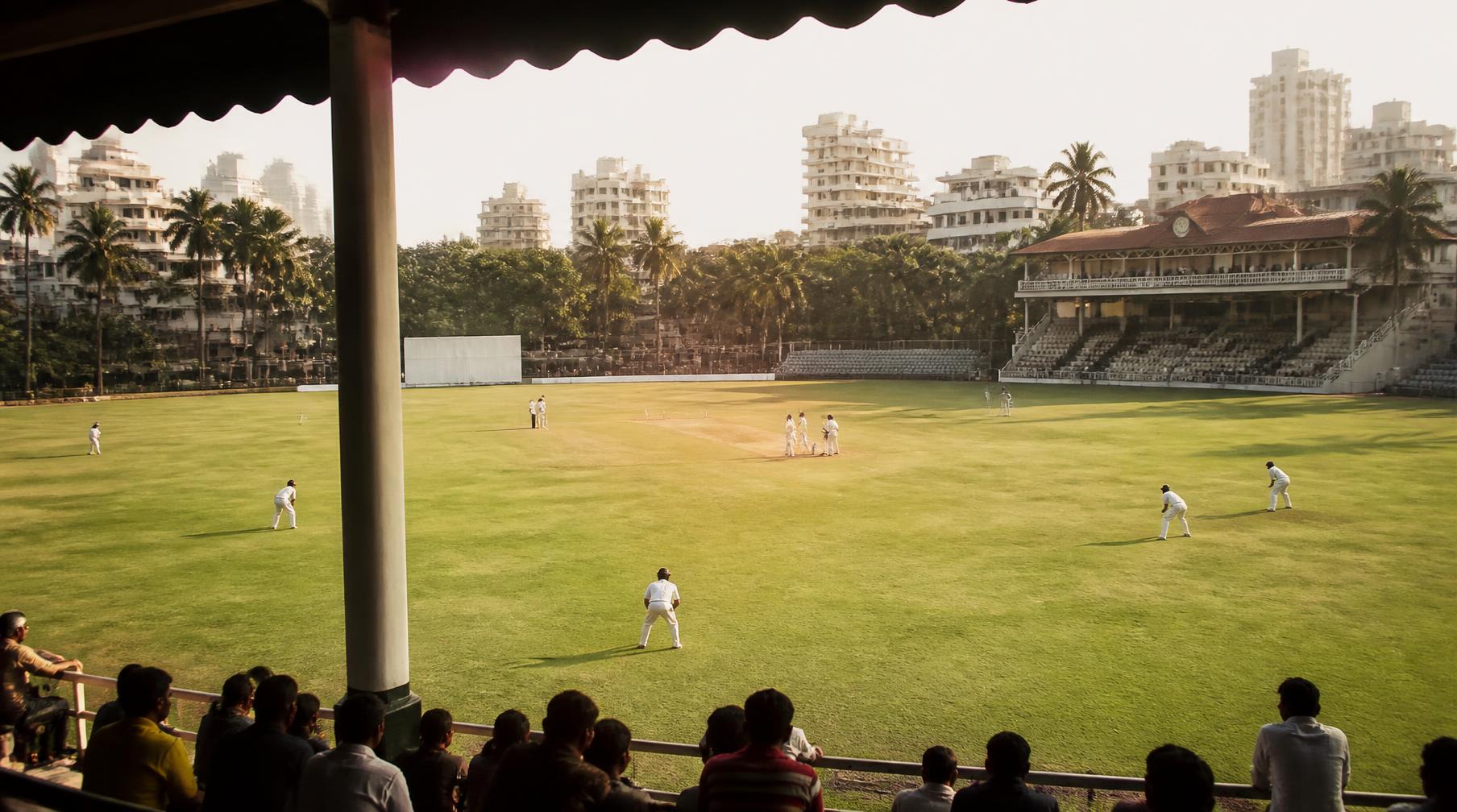 Batter driving through the covers in a competitive club fixture