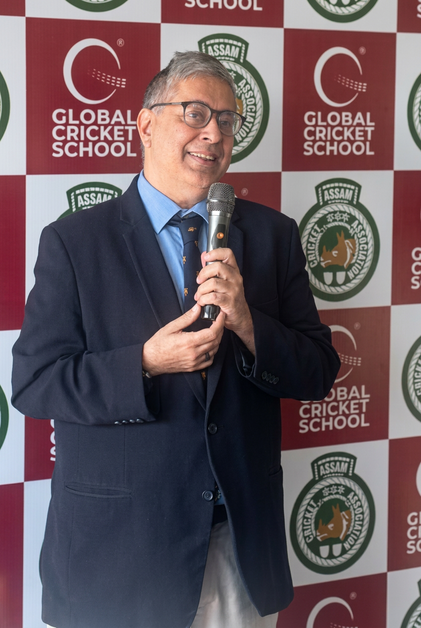 Sachin Bajaj, Founder and Managing Director of Global Cricket School, speaking at an event